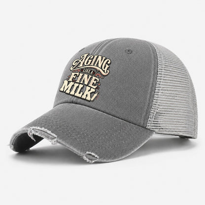 Aging Like A Fine Milk American Wit Washed Trucker Hat – Grey