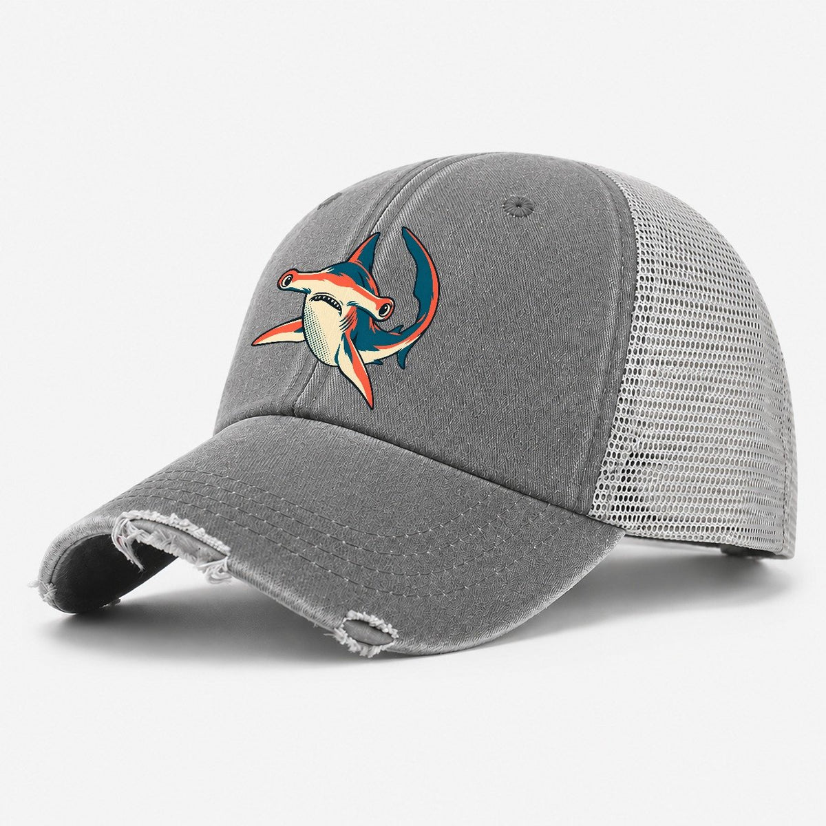 Hammerhead Side Sweep Washed Trucker Hat – Grey