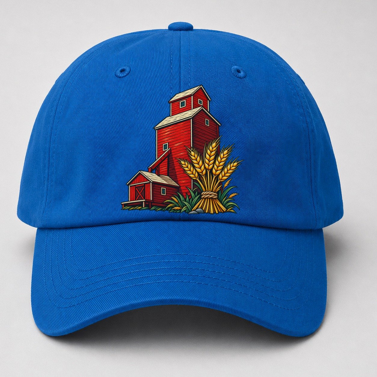 Prairie Grain Elevator And Wheat Sheaf Canada Cultural Icons Baseball Cap – Blue