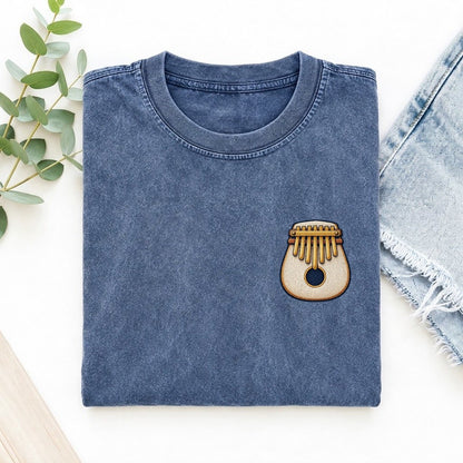 Kalimba Thumb Keys Left Chest Vintage T-shirt – Washed Blue