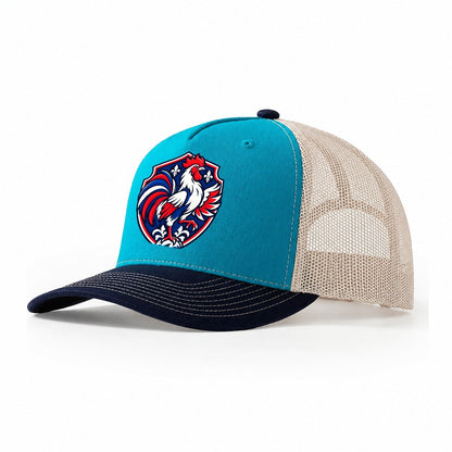 France Minimal Emblem Country Logos Trucker Hat – Teal Navy
