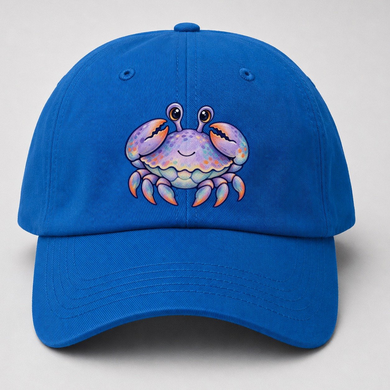 Crab Tucked Claw Hug Sea Sprite Baseball Cap – Blue