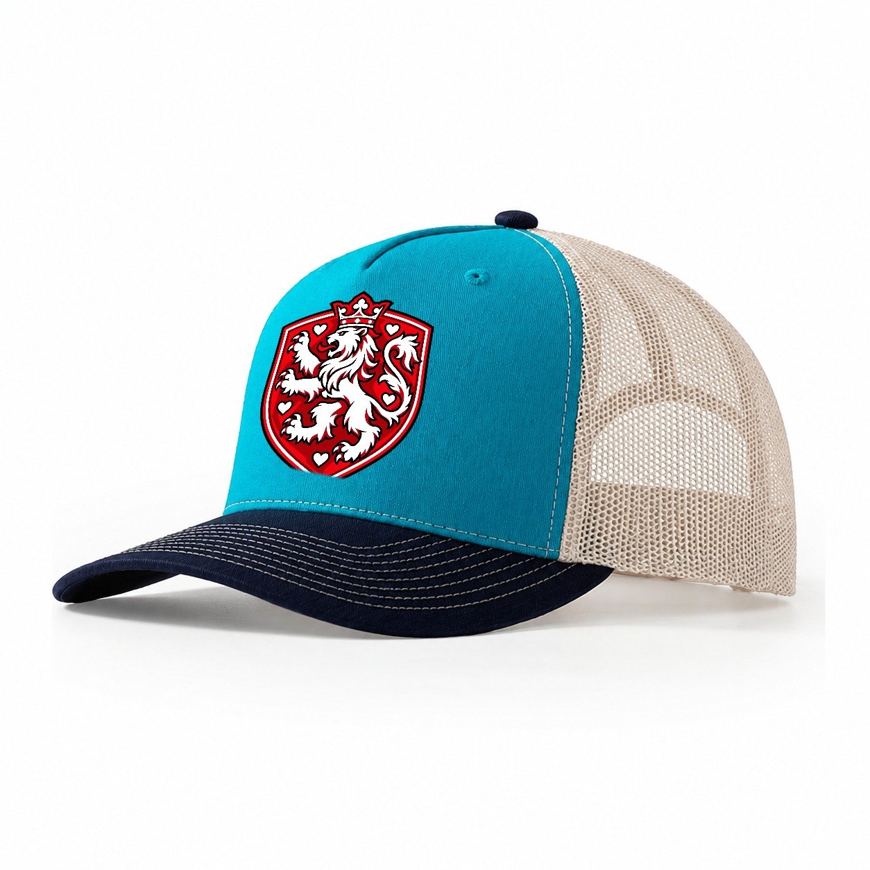 Denmark Minimal Emblem Country Logos Trucker Hat – Teal Navy