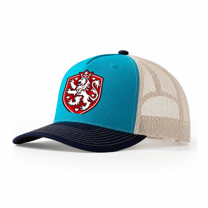 Denmark Minimal Emblem Country Logos Trucker Hat – Teal Navy