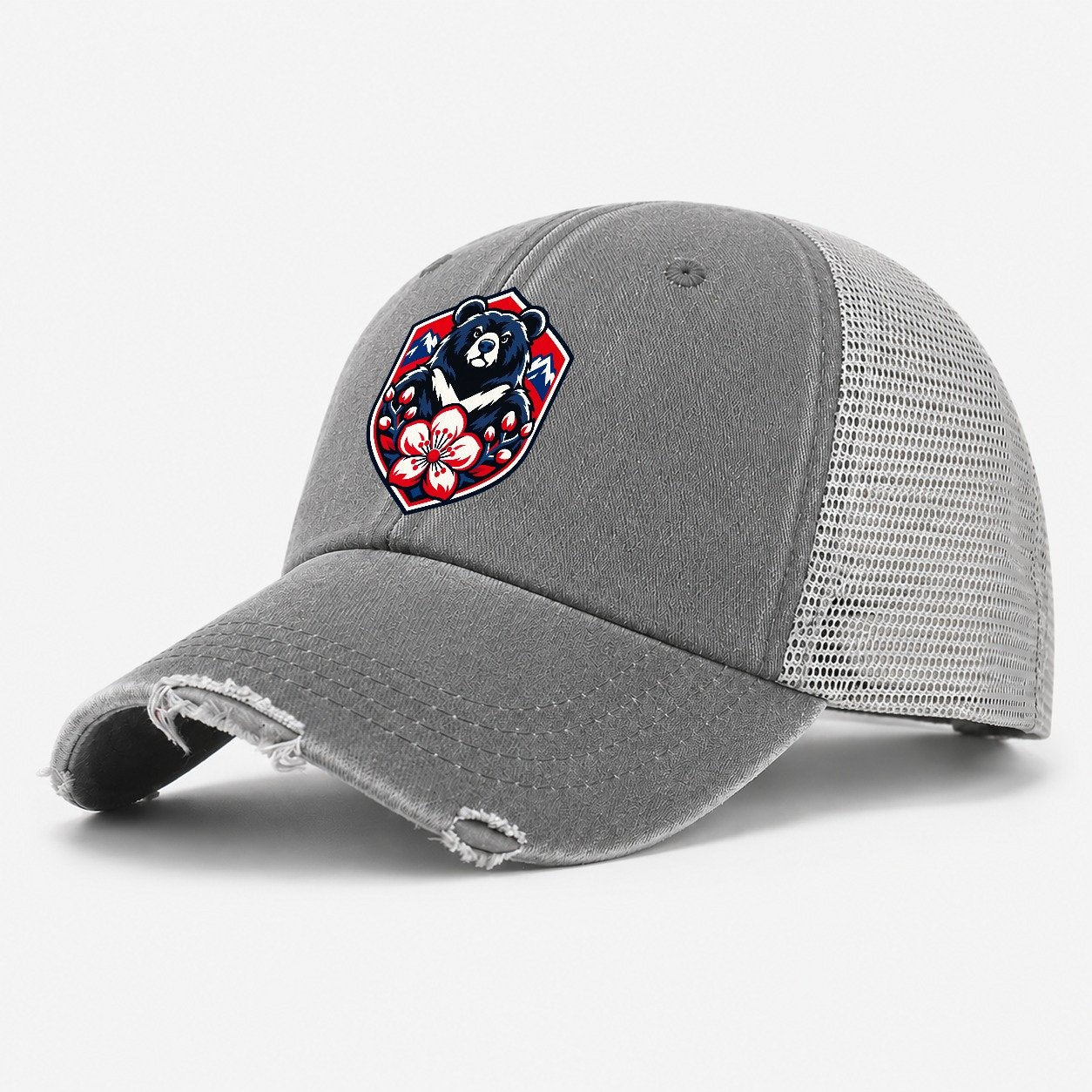 Taiwan Minimal Emblem Country Logos Washed Trucker Hat – Grey