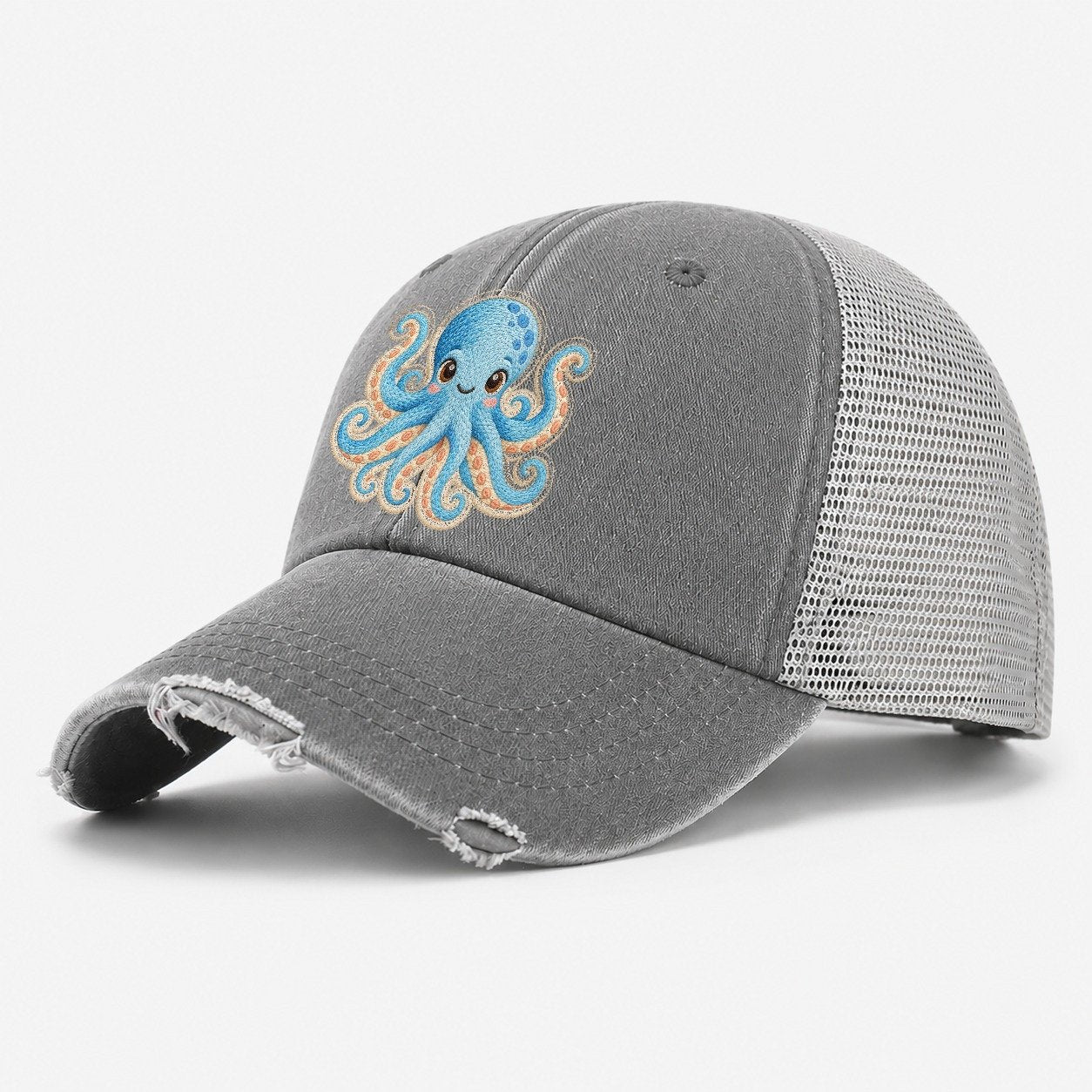 Starfish Little Twist Sea Sprite Washed Trucker Hat – Grey