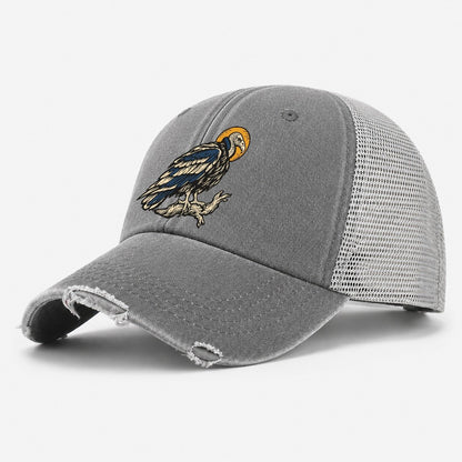 Vulture Solar Disc Sundown Familiars Washed Trucker Hat – Grey