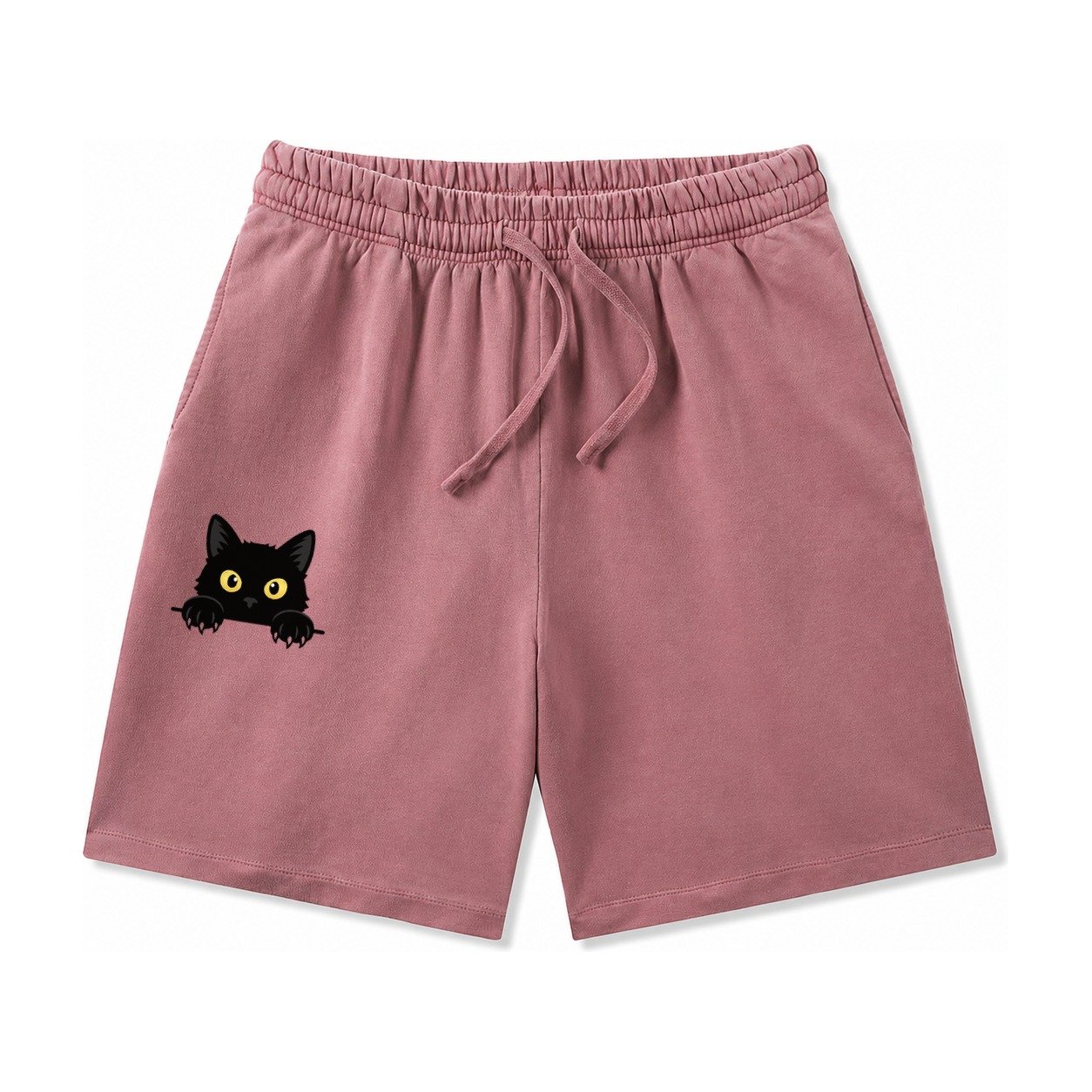 Black Cat Washed Shorts – Burgundy