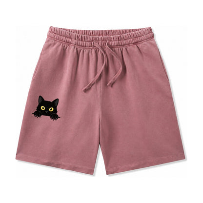 Black Cat Washed Shorts – Burgundy