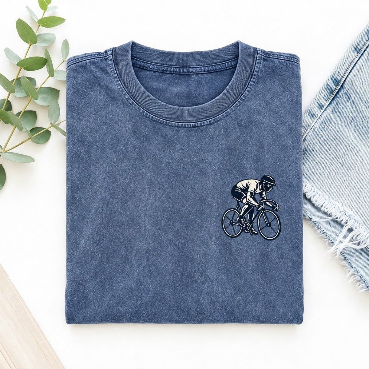 Sprint Cyclist Left Chest Vintage T-shirt – Washed Blue
