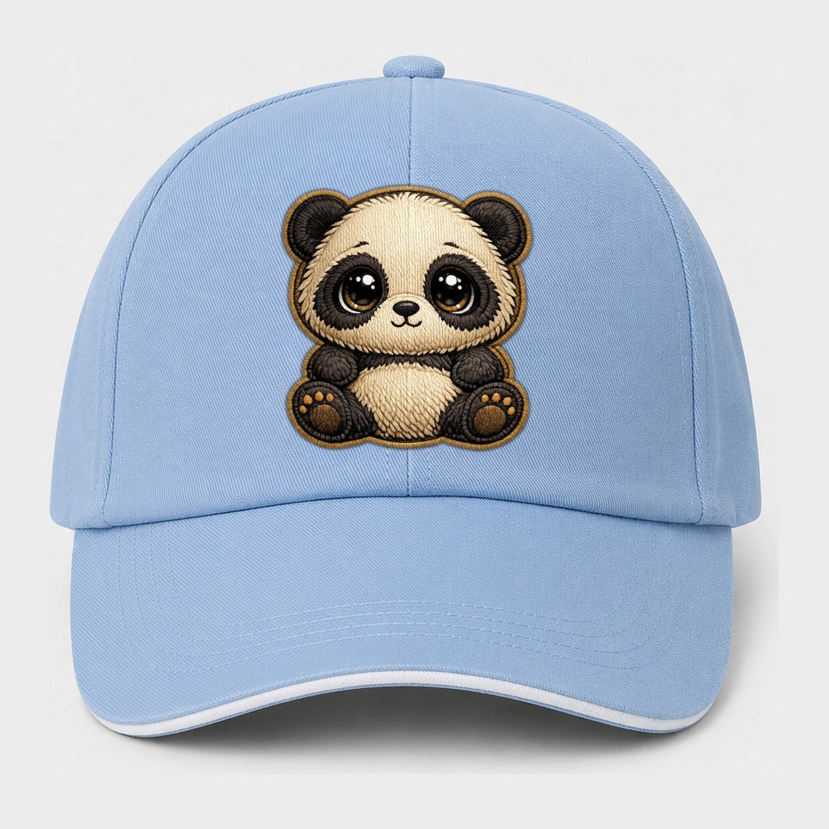 Baby Giant Panda Cub Contrast Trim Cap – Sky Blue