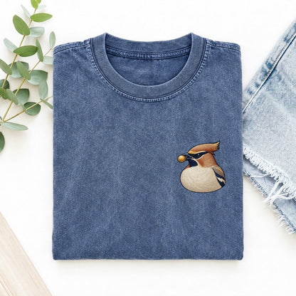 Waxwing Berry Poise Left Chest Vintage T-shirt – Washed Blue