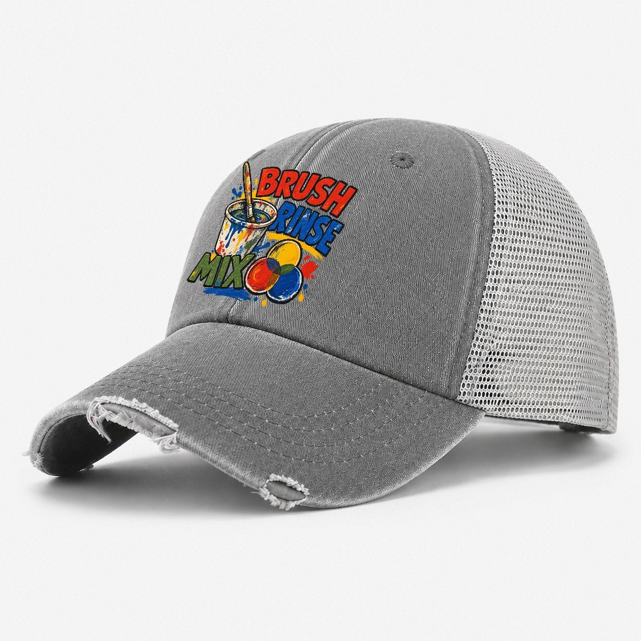 Brush Rinse Mix Clay Color Makers Washed Trucker Hat – Grey