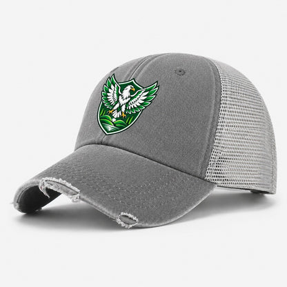 Nigeria Minimal Emblem Country Logos Washed Trucker Hat – Grey
