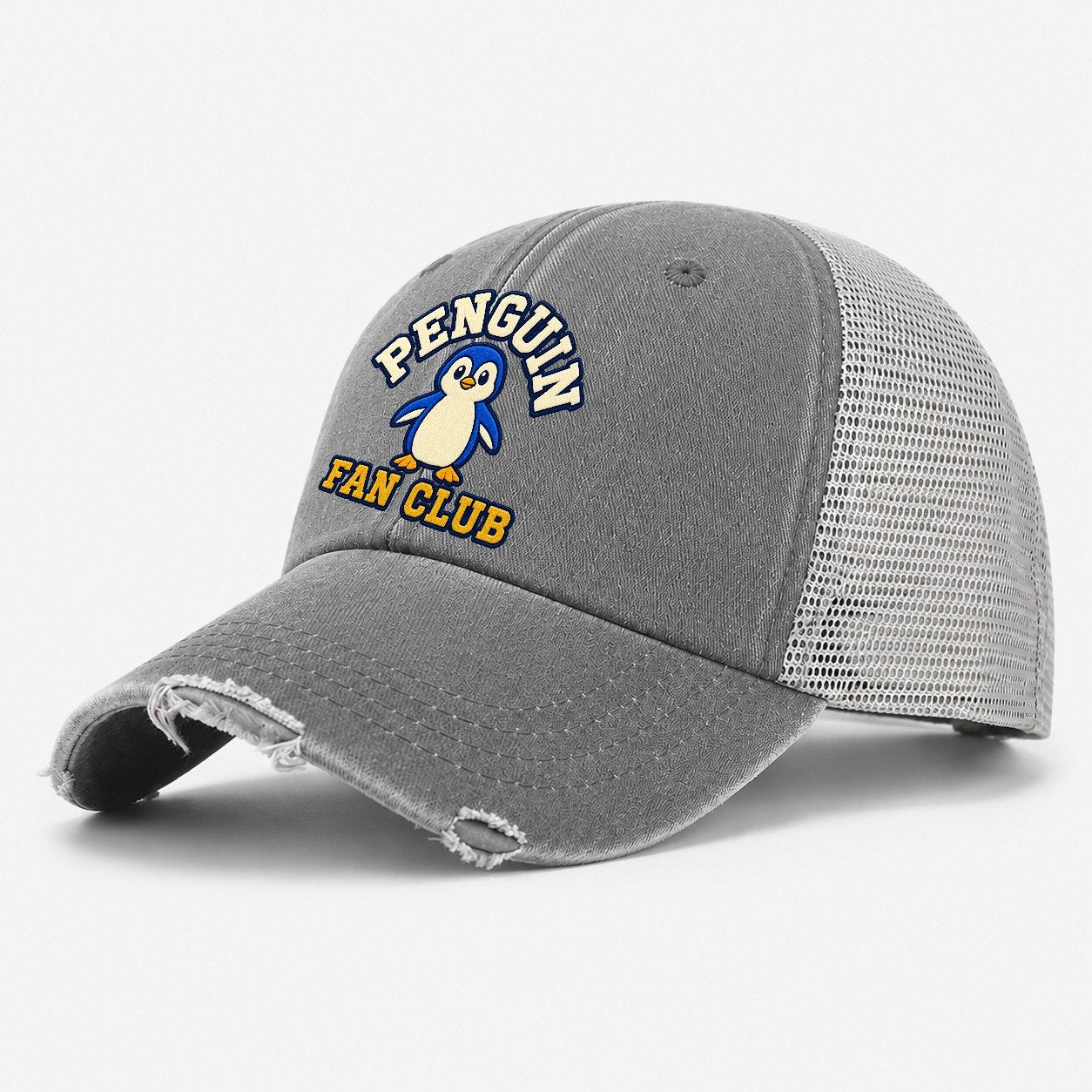 Penguin Fan Club Washed Trucker Hat – Grey