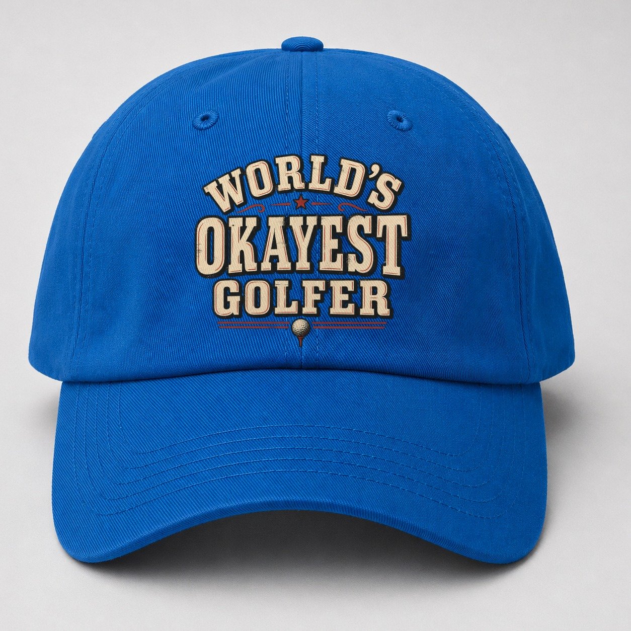 World S Okayest Golfer American Wit Baseball Cap – Blue
