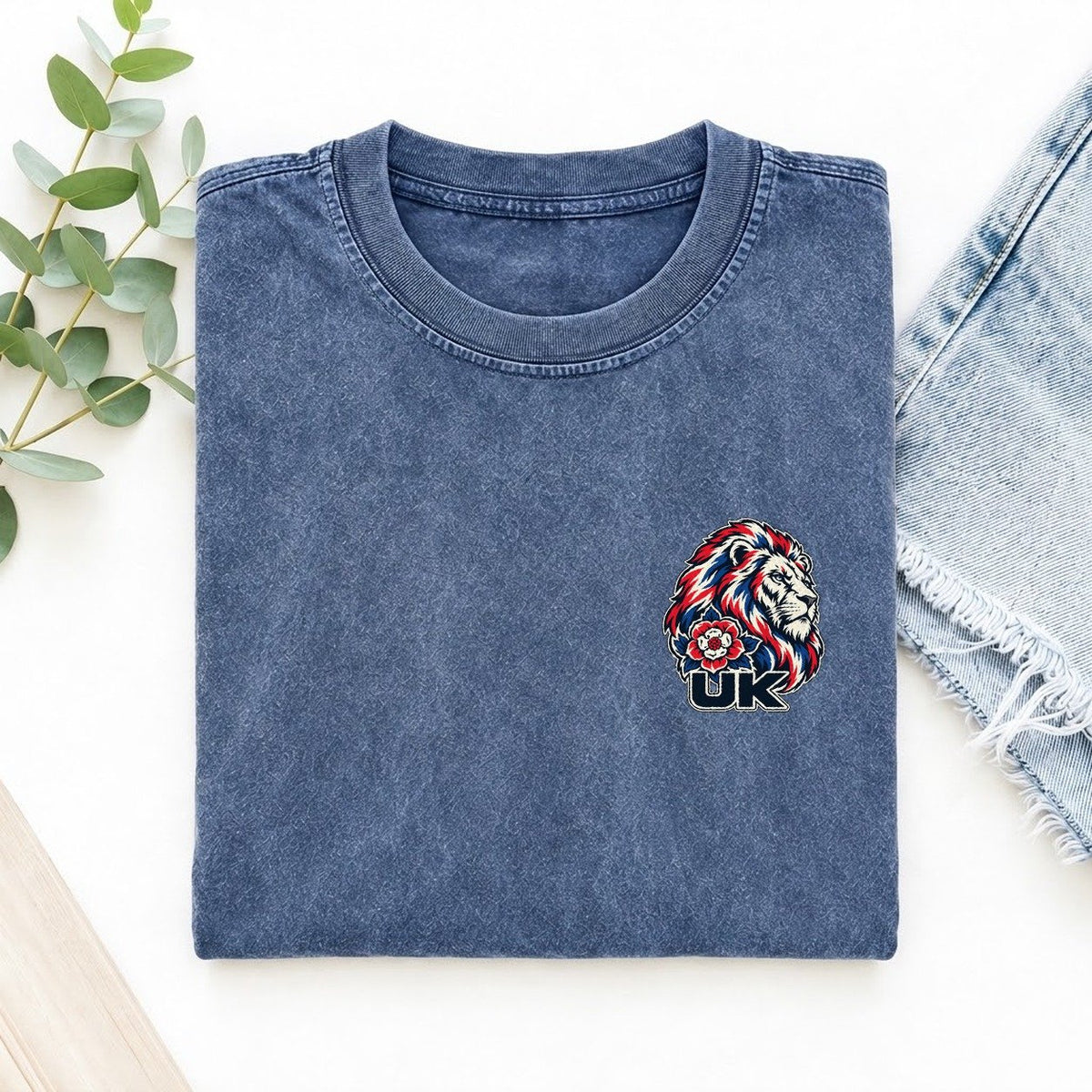 United Kingdom Country Pride Left Chest Vintage T-shirt – Washed Blue