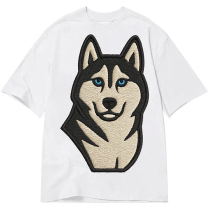 Husky Blue Eyes Close Up Portrait Classic T-shirt – White