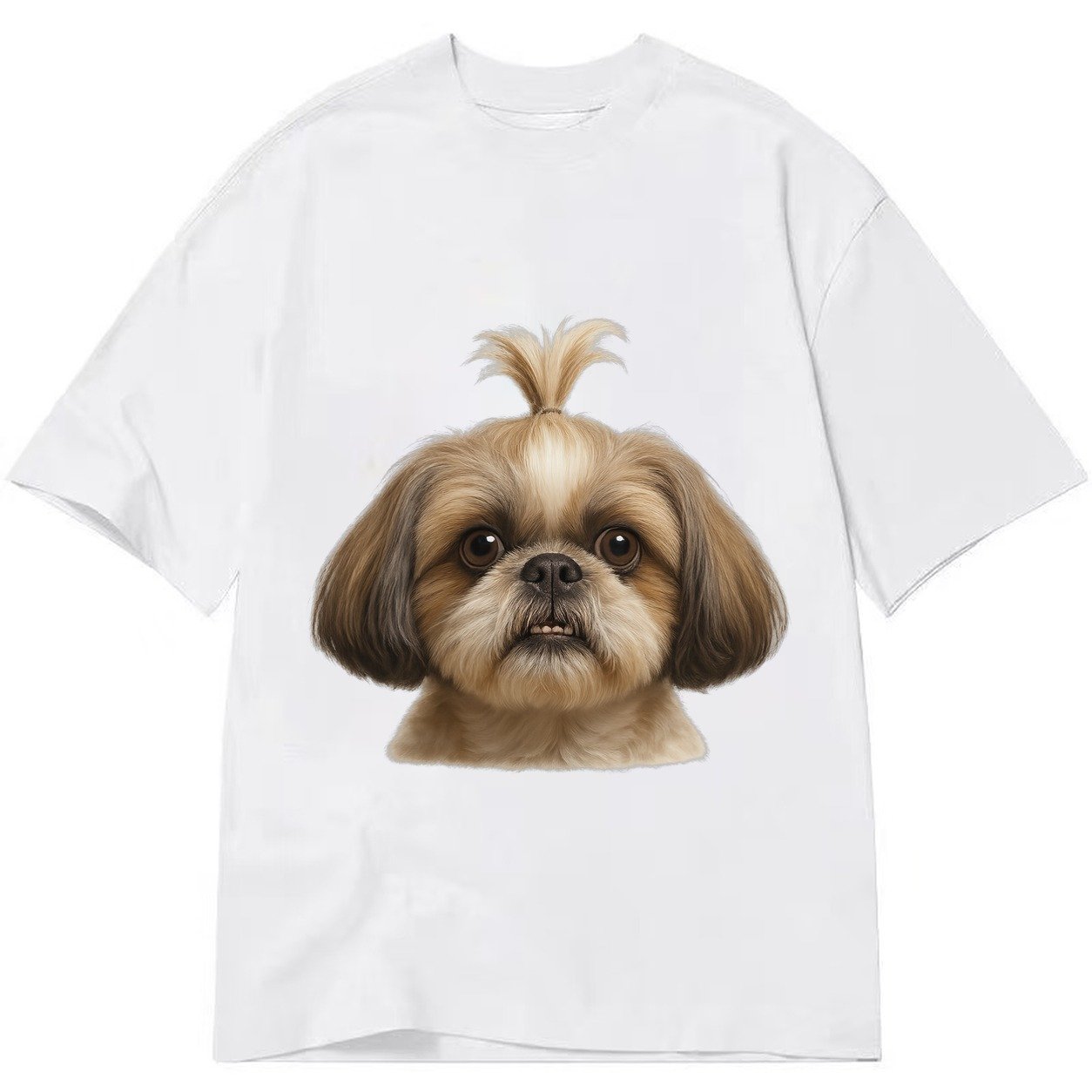 Shih Tzu Underbite Large Eyes Hair In Topknot Imperial Beari Classic T-shirt – White