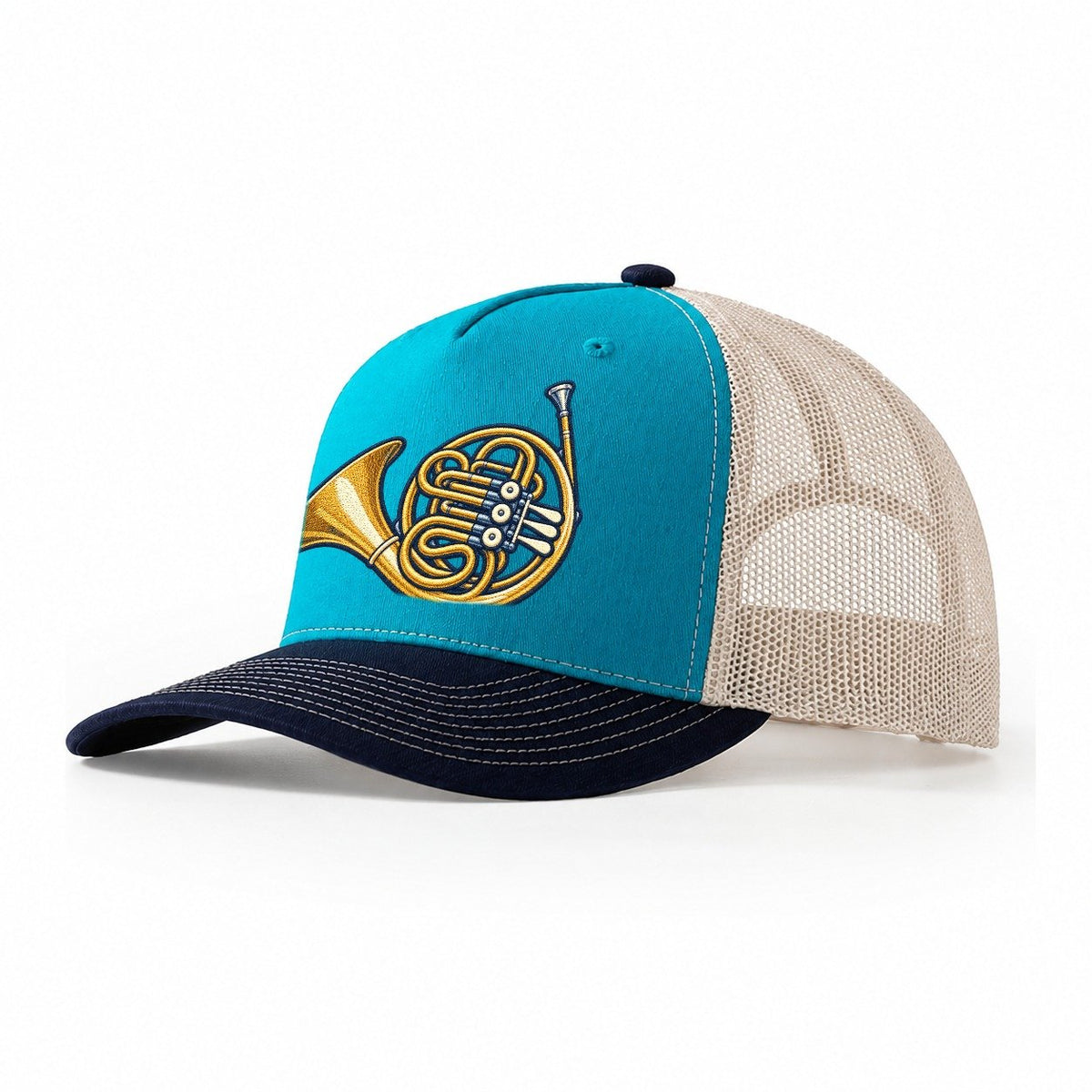 French Horn Tiny Solo Marks Trucker Hat – Teal Navy