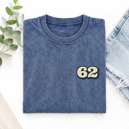 Number 62 Left Chest Vintage T-shirt – Washed Blue