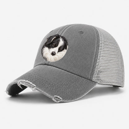 Border Collie Ruff Tuck Pastimes Companions Washed Trucker Hat – Grey