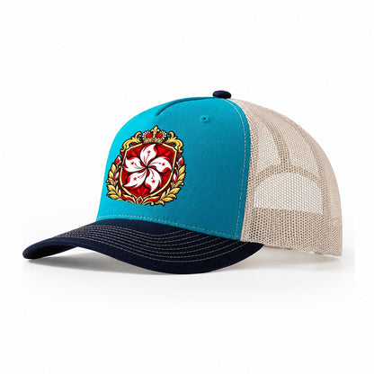 Hong Kong Heraldic Crest Country Logos Trucker Hat – Teal Navy