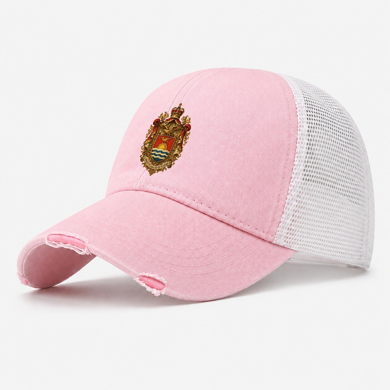 Golden Peace Vintage Washed Trucker Hat – Light Pink