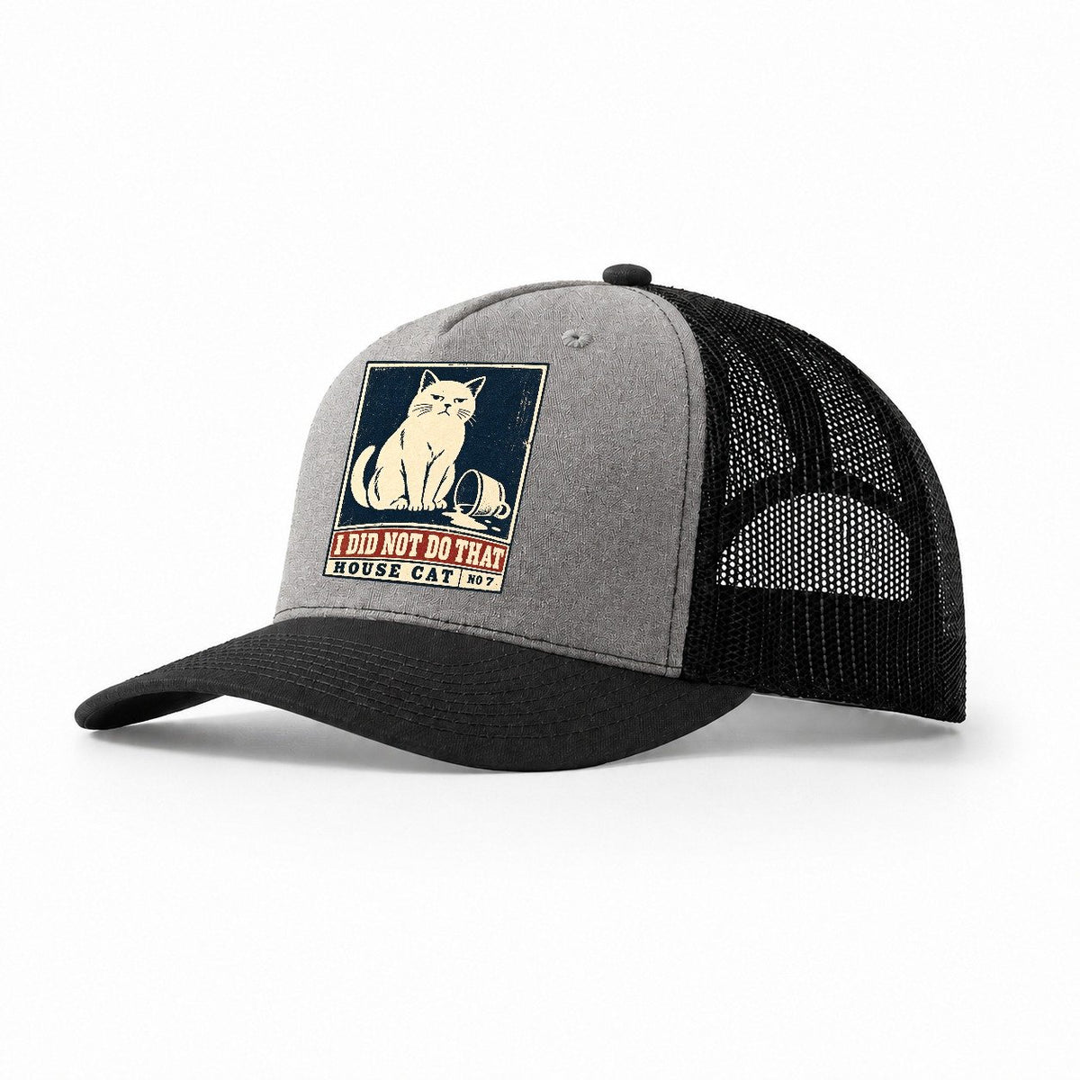 I Did Not Do That Neko Says No Trucker Hat – Grey Black