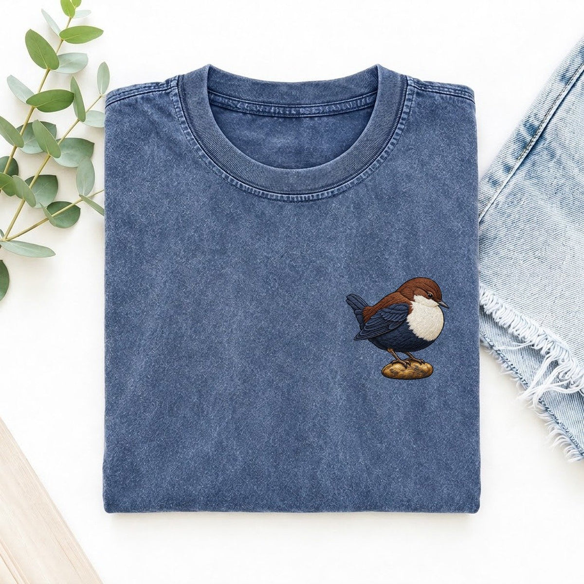 Dipper River Poise Left Chest Vintage T-shirt – Washed Blue