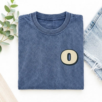 Initial O Left Chest Vintage T-shirt – Washed Blue