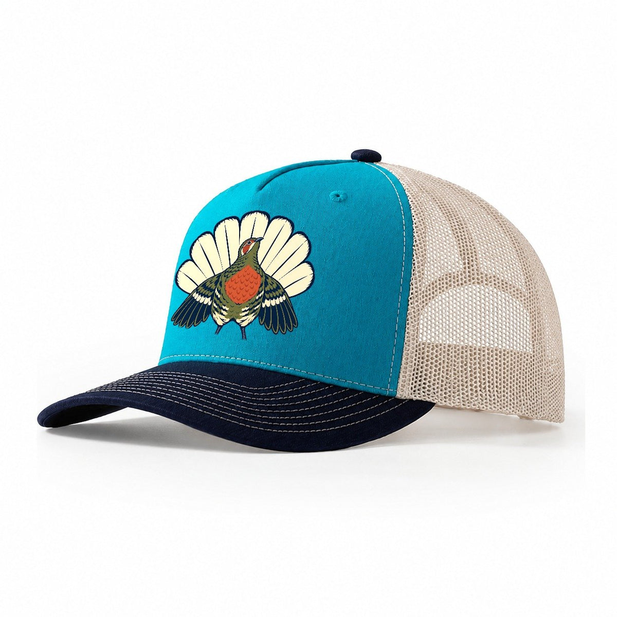 Courtship Display Study Birdwatching Trucker Hat – Teal Navy
