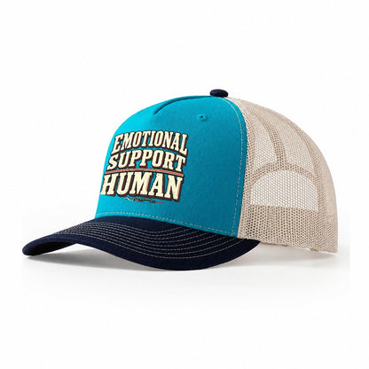 Emotional Support Human American Wit Trucker Hat – Teal Navy
