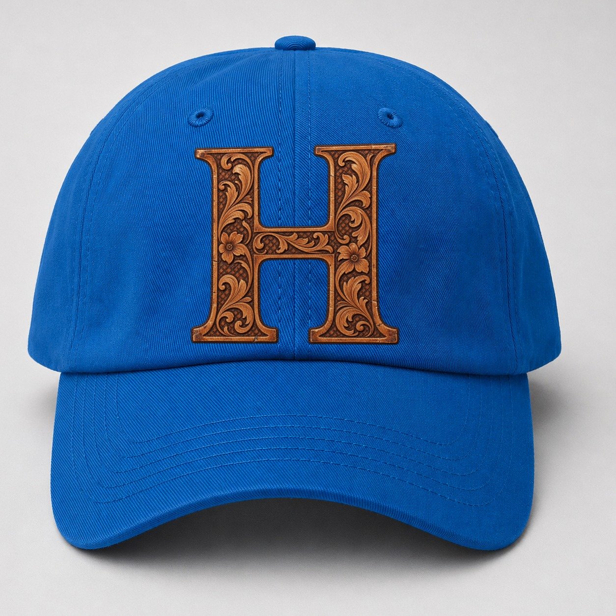 Tooled Leather H Monogram Baseball Cap – Blue