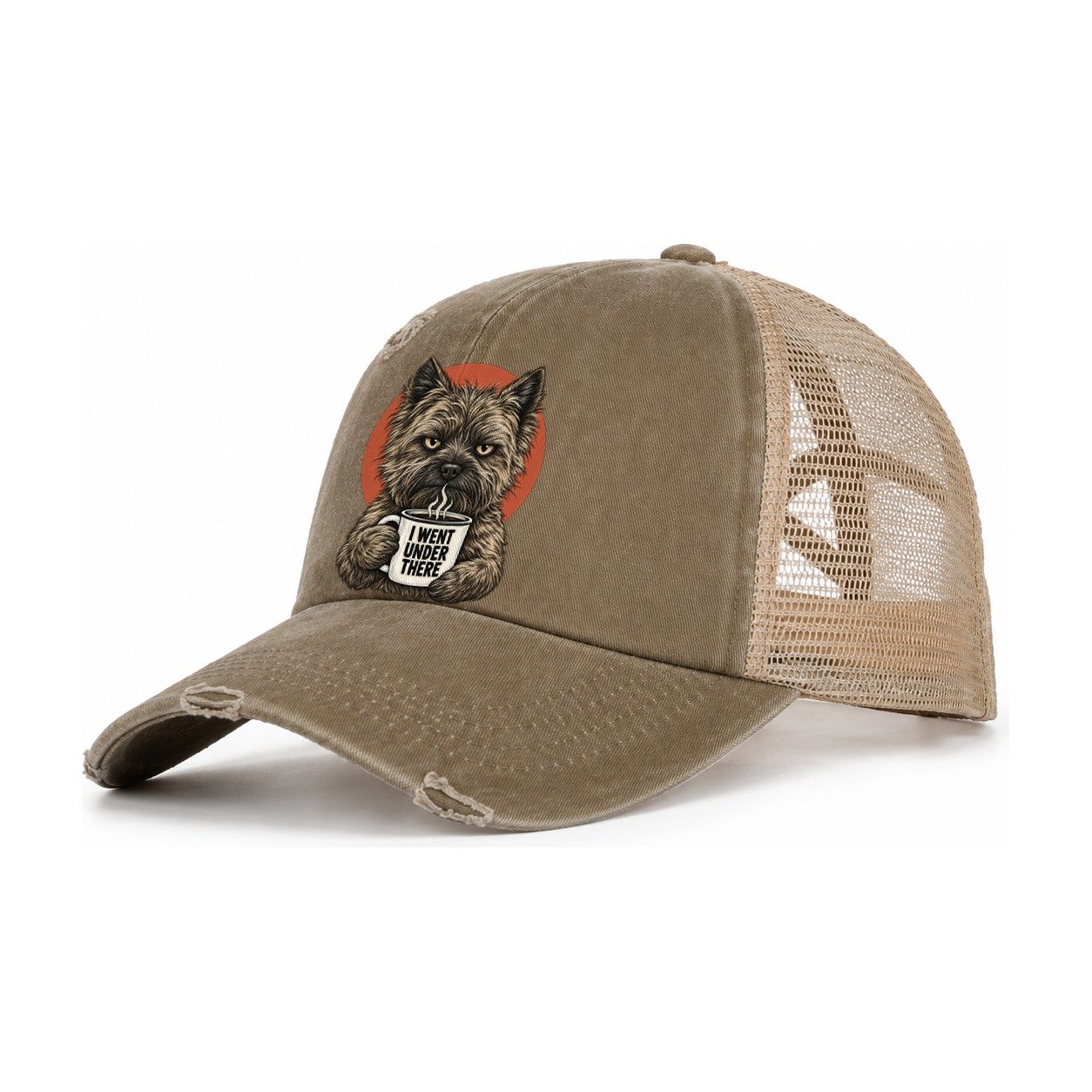 Cairn Terrier Mug Truths Dog Mug Truths Women's Ponytail Trucker Hat – Taupe Khaki