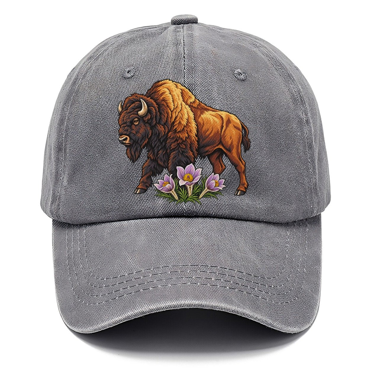 Wood Bison And Prairie Crocus Canada Cultural Icons Classic Cap – Urban Haze