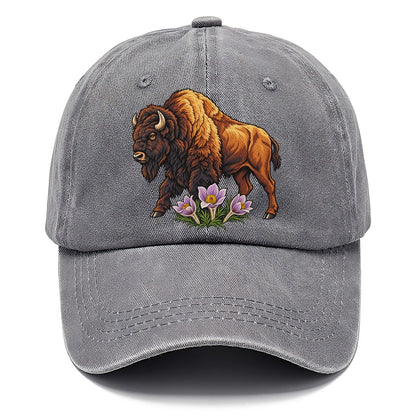 Wood Bison And Prairie Crocus Canada Cultural Icons Classic Cap – Urban Haze
