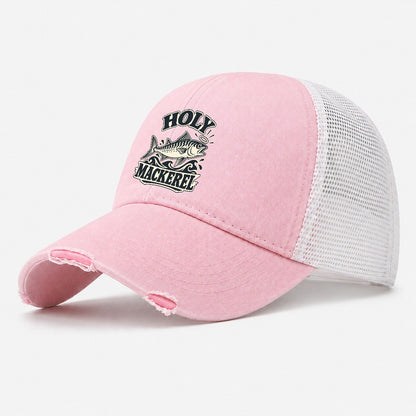 Holy Mackerel Fishing Elegant Washed Trucker Hat – Light Pink