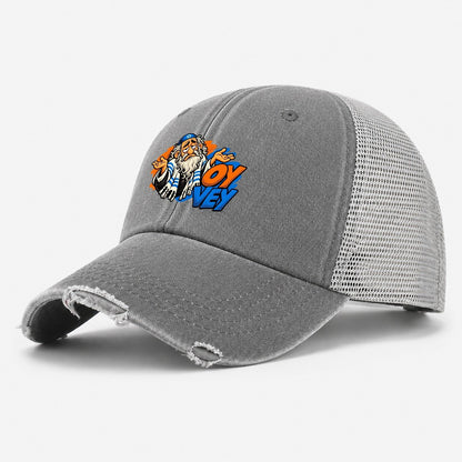 Oy Vey Drama Judaism Heritage Pop Art Washed Trucker Hat – Grey