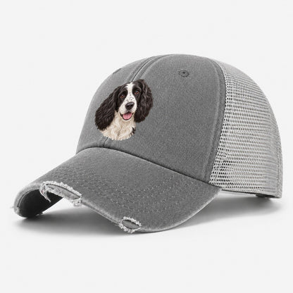 Springer Black And White Tilt Pastimes Companions Washed Trucker Hat – Grey