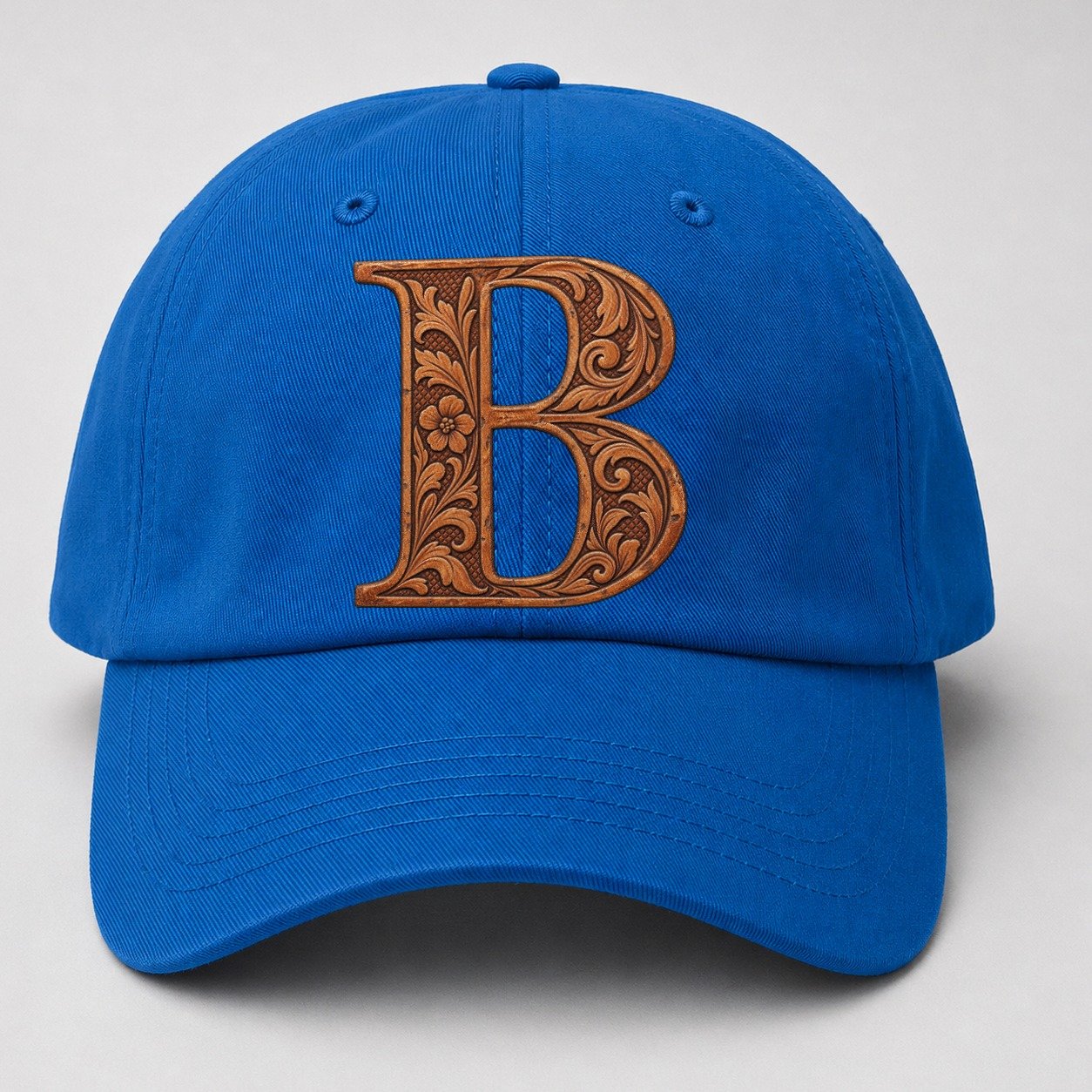 Tooled Leather B Monogram Baseball Cap – Blue