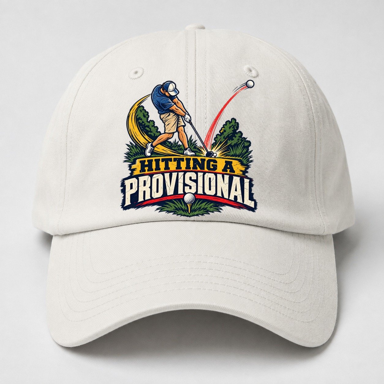 Hitting A Provisional Golf Life Baseball Cap – Off White