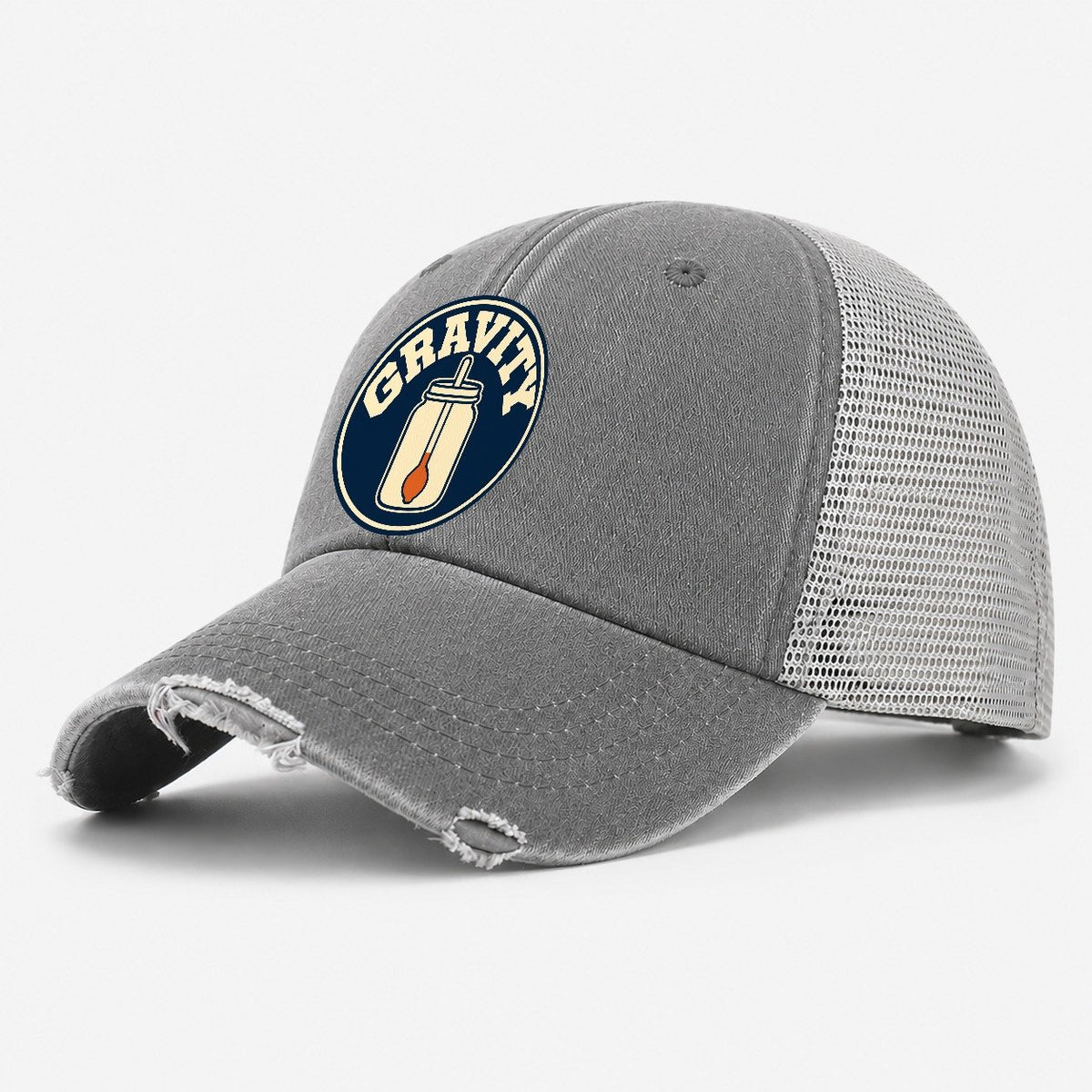 Gravity Reading Washed Trucker Hat – Grey