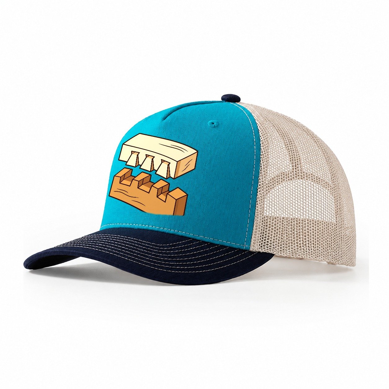 Dovetail Joint Study Woodworking Trucker Hat – Teal Navy
