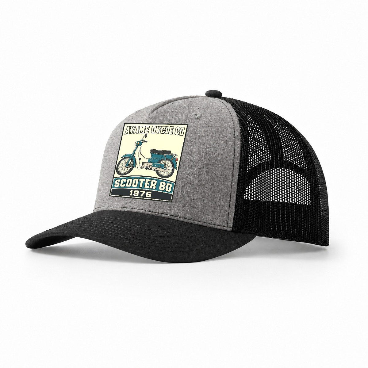 Ayame Scooter 80 Showa Speed Plates Trucker Hat – Grey Black
