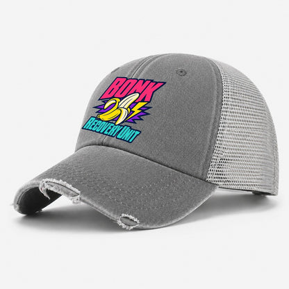 Bonk Recovery Unit 90S Running Clubs Washed Trucker Hat – Grey