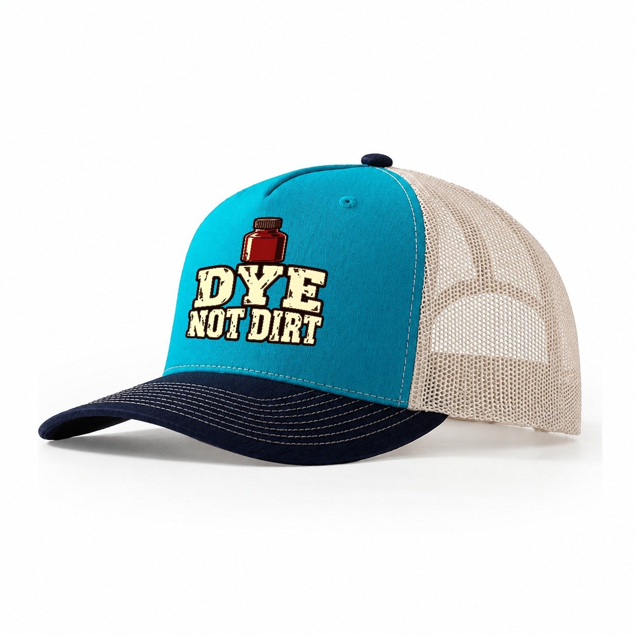 Dye Not Dirt Leathercraft Trucker Hat – Teal Navy