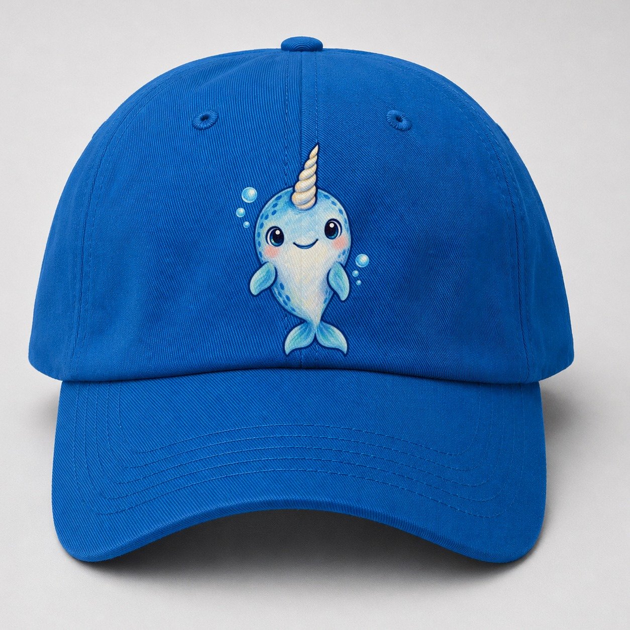 Narwhal Front Tusk Hello Sea Sprite Baseball Cap – Blue