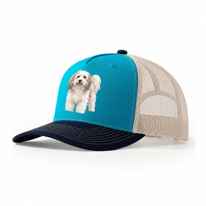 Havanese Standing Top Breeds Trucker Hat – Teal Navy