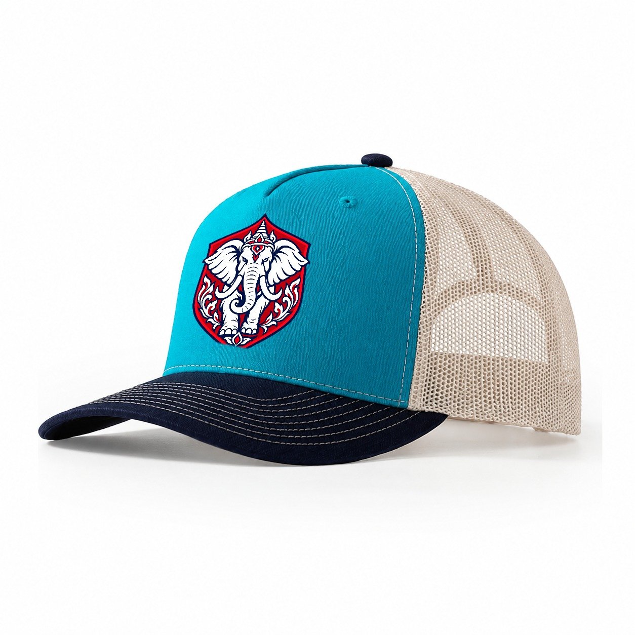 Thailand Minimal Emblem Country Logos Trucker Hat – Teal Navy